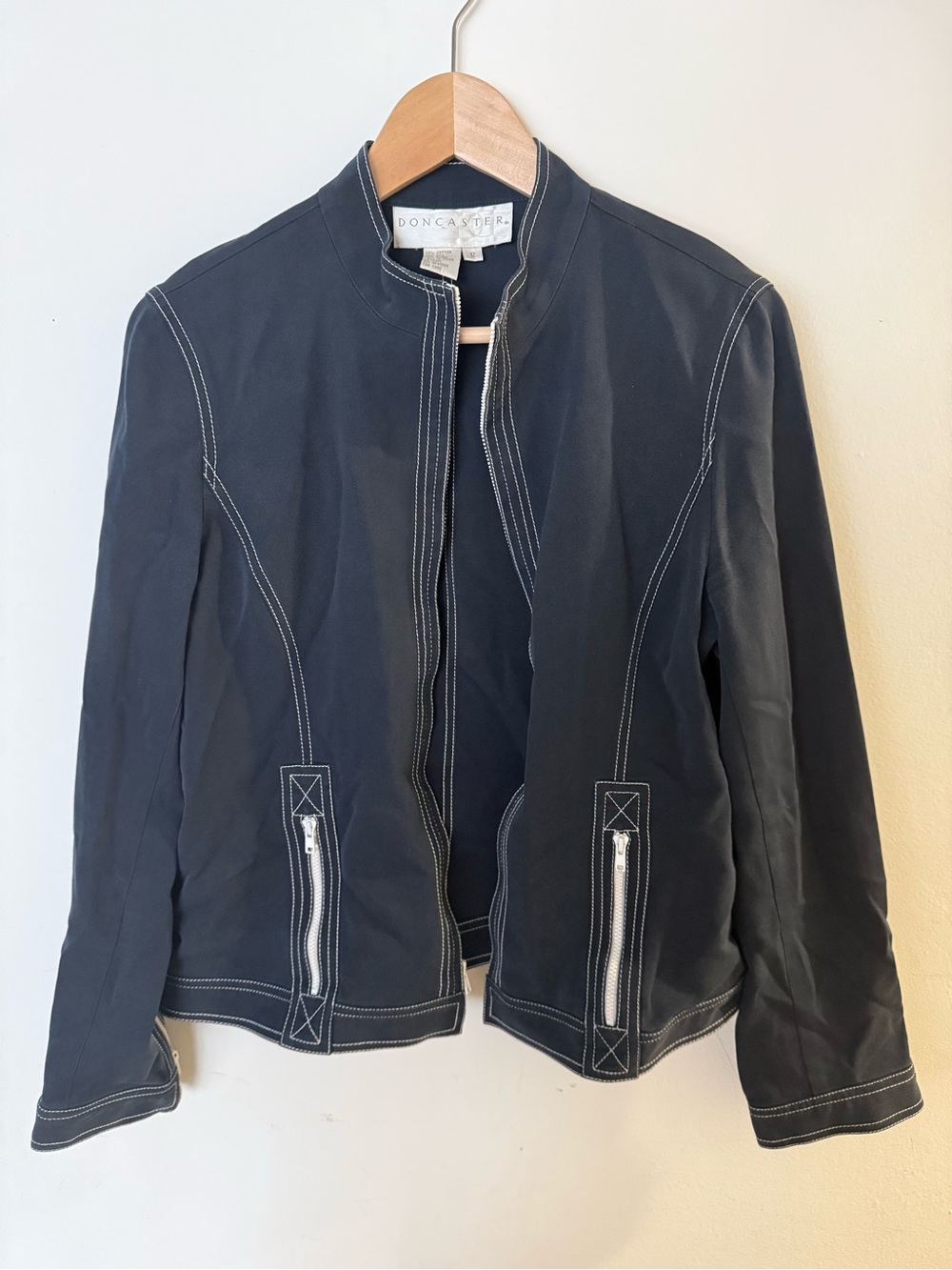 Doncaster Navy Jacket with Contrast White Topstitching